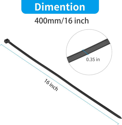 XINGO 16 Inch White Large Zip Ties Heavy Duty 500 Pack, 200 LBS Ultra Strong Plastic Wire Ties, Large Cable Ties Extra Long Tie Wraps, Indoor and Outdoor UV Resistant