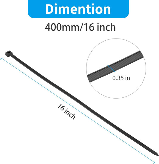 XINGO 16 Inch White Large Zip Ties Heavy Duty 500 Pack, 200 LBS Ultra Strong Plastic Wire Ties, Large Cable Ties Extra Long Tie Wraps, Indoor and Outdoor UV Resistant