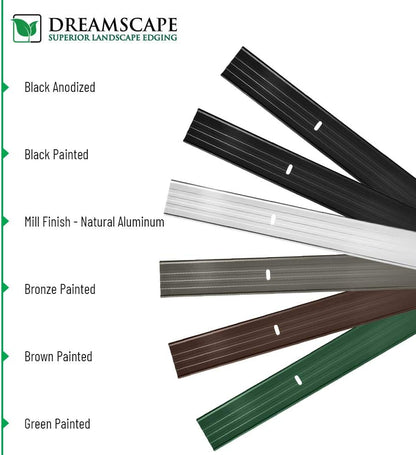 Dreamscape E-Z Edge Aluminum Landscape Edging - 4 Strips, 6ft Each (24ft Total), Black Painted - Professional Quality Landscaping Border, Metal Divider for Lawn, Garden, Flowerbed
