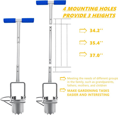 Updated Bulb Planter Long Handle for Digging, 5-in-1 Lawn and Garden Tool,sod Plugger Tool,Weeding,Soil Sampler, Transplanting,Sod Plugger Bulb Transplanting （Height Adjustable ）