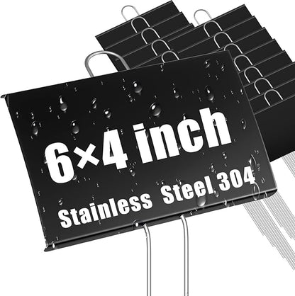 Landhoow 30 Pcs Large Garden Plant Markers Metal Plant Labels Sign 4'' x 6'' with 11'' Stake Weatherproof Waterproof Garden Sign for Outdoor Seedlings Herbs Vegetable Greenhouse, Black