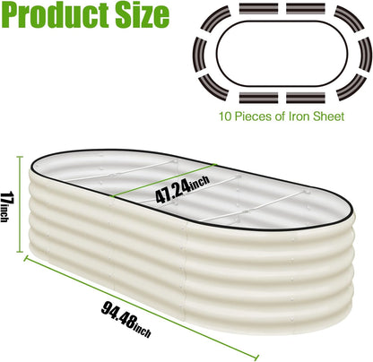 SnugNiture Galvanized Raised Garden Bed, 8x4x1.5ft Oval Metal Planter Box for Planting Outdoor Plants Vegetables