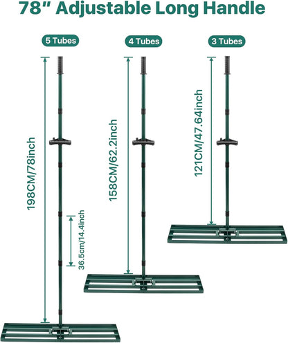 Lawn Leveling Rake 33x10'', Yard Leveling Rake with 78'' Back-Saving Adjustable Handle, Stainless Steel Lawn Leveler Tool for Garden, Backyard, Farm, Golf Course