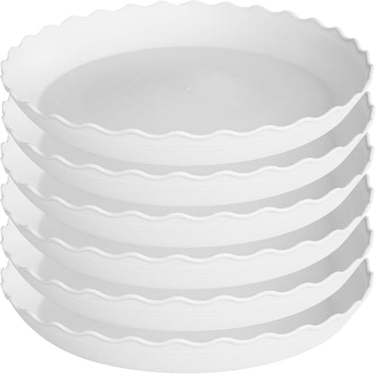 6 Pack Plant Saucer, 6 8 10 12 14 16 inch Plant Trays for Pots, Heavy Duty Plant Saucer for Indoors no Holes, Plastic Plant Saucer for Planter (6", White)