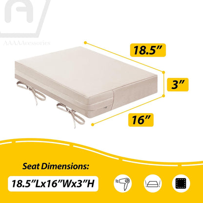 AAAAAcessories Outdoor Seat Cushions for Chairs, Waterproof, Fade-Resistant Patio Furniture Replacement Cushions, 18.5" x 16" x 3", Set of 2, Khaki Beige