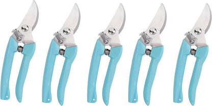 5pcs Garden Flower Shears Pruning Shears 6.9 inches Scissors Heavy Duty Plant Scissors for Cutting Flowers, Trimming Plants, Bonsai, Fruits Picking (Blue Handle 5pcs)