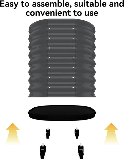 24x24x28in Galvanized Raised Garden Bed with Wheels & Water Reservoir – Durable Outdoor Planter Box, Elevated Raised Beds for Gardening, Portable Garden Box for Indoor/Outdoor Plants, Gray