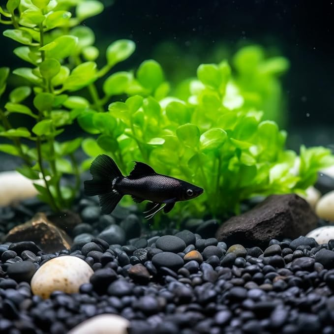 StoneCreek River Rocks, Decorative Garden Stones for Plant Landscaping, Polished Gravel Filler Pebbles for Home Decoration, Vases, Succulents, Flower Beds (6 LBS, Black, Medium)