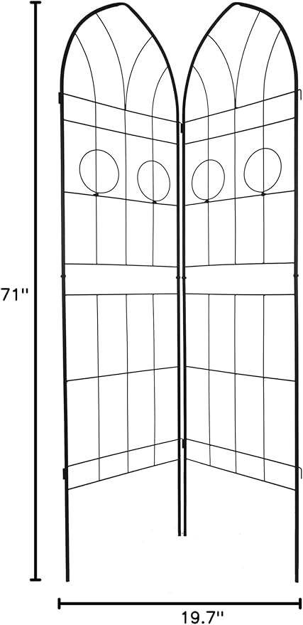 2 Pack Metal Garden Trellis 78.7" H Garden Fence Rustproof Trellis for Climbing Plants Support Roses Flower Outdoor Lawn Black