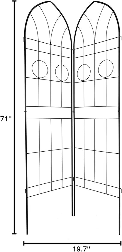 2 Pack Metal Garden Trellis 78.7" H Garden Fence Rustproof Trellis for Climbing Plants Support Roses Flower Outdoor Lawn Black