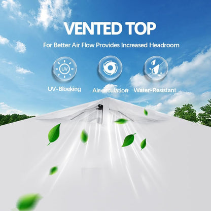 10x10 Pop Up Canopy,Event Tent – One-Person Setup, Waterproof & UV-Blocking, Heavy-Duty Steel Frame, Wheeled Bag & Sandbags – Outdoor Shade for Beach, Camping, Backyard, Tailgate (White)