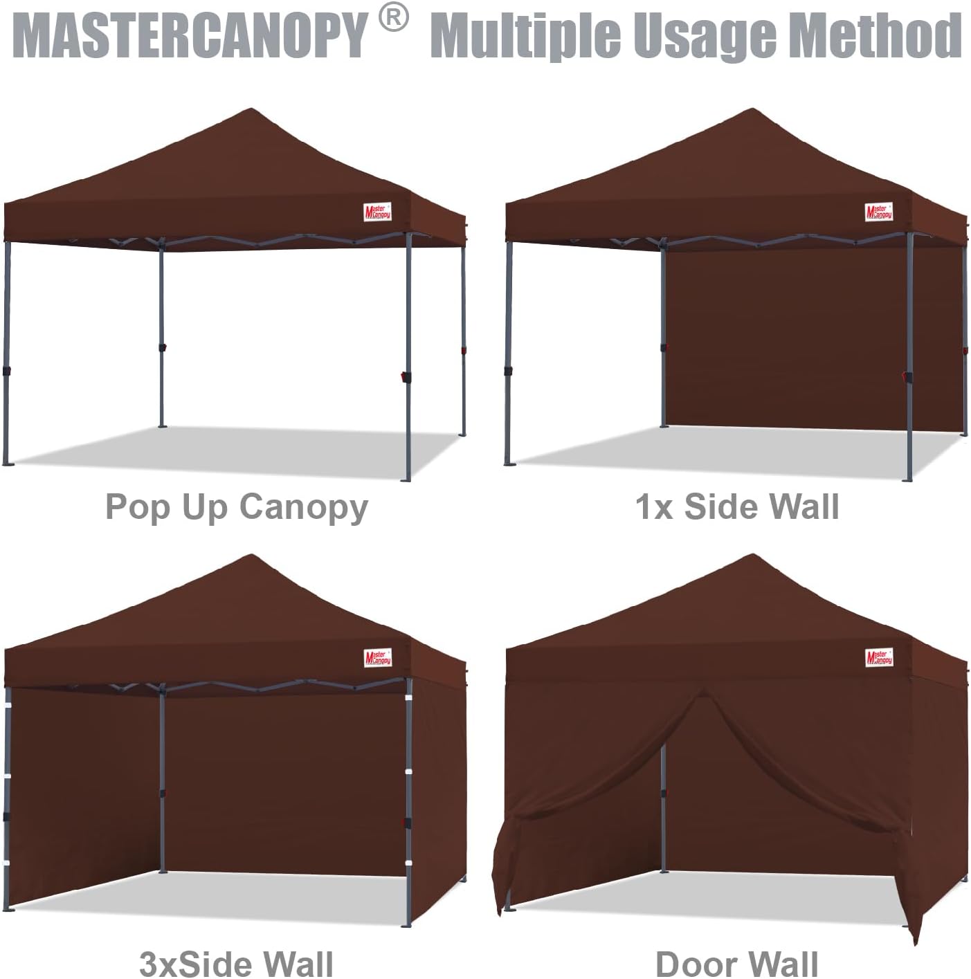 MASTERCANOPY Heavy Duty Pop-up Canopy Tent with Sidewalls (10x10,Brown)