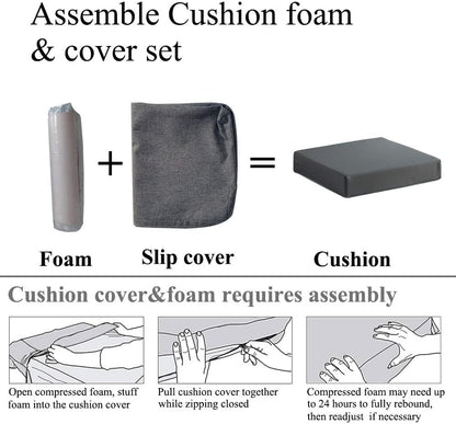 Patio Chair Cushions Non Slip Bottom Chair Pad with Ties Set of 2 Waterproof Square Outdoor Seat Cushion Replacement for Garden Swing Furniture 18x18 Inch, White