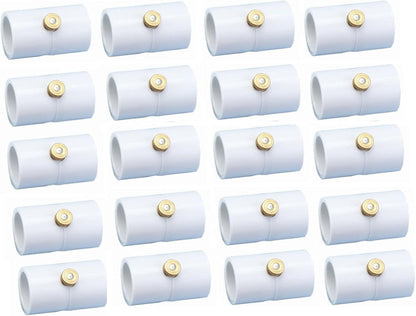 1/2 Inch PVC Coupling with Brass Mist Nozzle PVC Splitter with Brass Misting System Nozzles (Pack of 20)