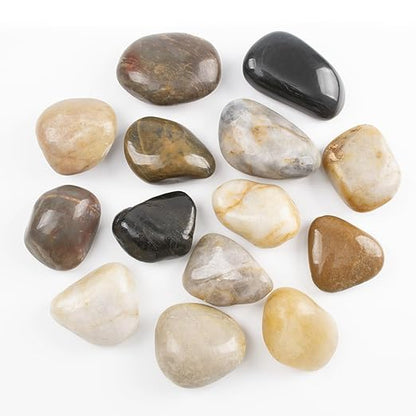 40lbs 2-3 Inch River Rocks, Decorative Mixed Pebbles for Garden Landscaping, Indoor Plants, Fish Tanks, Vases, and Succulents – Ideal for Home Decoration and Outdoor Gardens (Mixed, Weight: 40 LB)