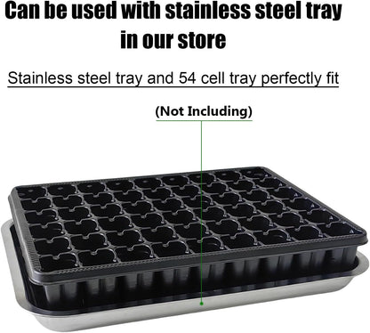 54 Cell Seed Starter Trays, 2.8" Deep Plug Tray Seedling for 1015 Nursery Tray, Super Thick Reusable Trays for Easy Transplantation (11.14inch ×14.6 inch, 5-Pack)