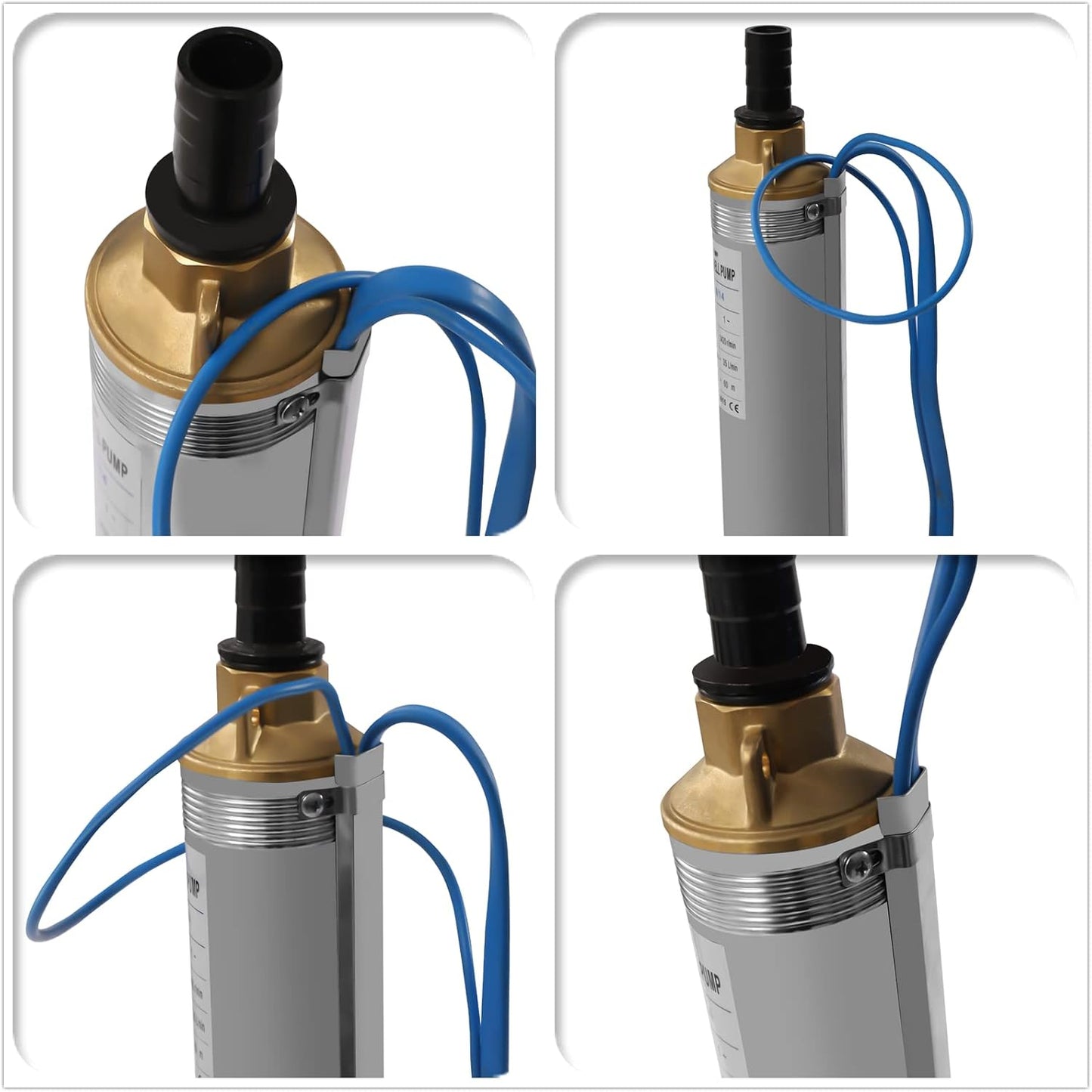 Deep Well Submersible Pump 110V 370W Electric Solar Powered Water Pump, 16 GPM Flow, 216ft Lift, Farm Ranch Irrigation Submersible Bore Hole Deep Well Pump 3420 RPM