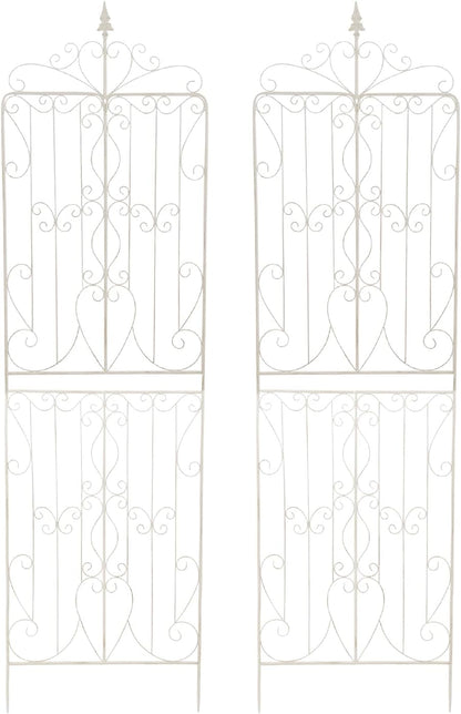 Sungmor 2 Pack Large Garden Trellis for Climbing Plants, 92.5 Inch Tall Rustic White Garden Metal Trellis, Decorative Trellis for Outdoor Rose Vines Cucumbers Support, Greenhouse, Flowerbed, Backyard