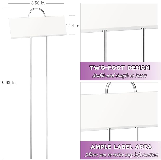 FORUP Metal Plant Labels, 30 Pack Garden Label Markers, Weatherproof Garden Stake Tags, Reusable Planting Gardening Markers, White