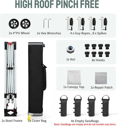 CROWN SHADES 10x10 Heavy Duty Canopy - Premium Pop Up Canopy Tent - Extra Sun Shade Protection with 400D Strength Oxford Fabric - Great for Trade Shows, Events, Tailgates & Commercial Use, White
