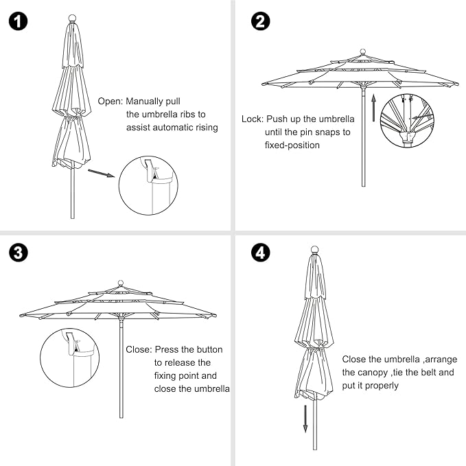 EliteShade USA 10-Year-Non-Fading 11FT 3 Tiers Market Umbrella Patio Umbrella Outdoor Table Umbrella with Ventilation, Heather Beige