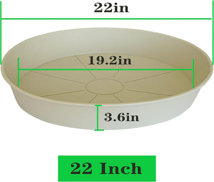3 Pack of 20 22 inch Plant Saucer (19.2 Inch Base), 3.6" Depth Tray, Large Deep Garden Plastic Flower Planter Plant Trays for Indoors Outdoor Bath Bath (22", Beige)