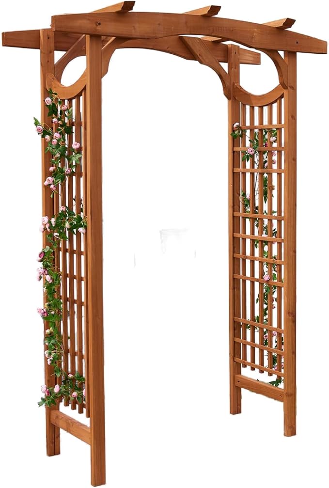 Solid Fir Wooden Garden Arch Premium Outdoor Trellis for Climbing Plants, 83.12”H×59”W×29.75’’D, Also can be Used for Wedding and Party Decoration