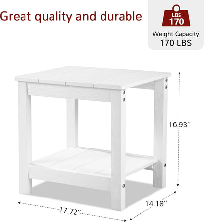 Stoog 3 Piece Patio Dining Sets, All-Weather Patio Chairs with Curved Backrest, Include 2 Garden Chairs and 1 Side Table, White