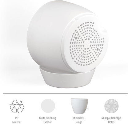 12 inch Large Self Watering Pots for Indoor Outdoor Plants, Plant Pots with Mesh Drainage Holes for Garden House Plants, Plastic Planters with Reservoir for Flower Plants, White