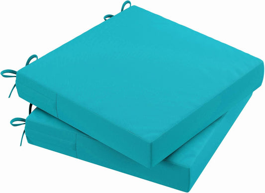 AAAAAcessories Outdoor Seat Cushions for Chairs, Waterproof, Fade-Resistant Patio Furniture Replacement Cushions, 19" x 19" x 3", Set of 2, Turquoise