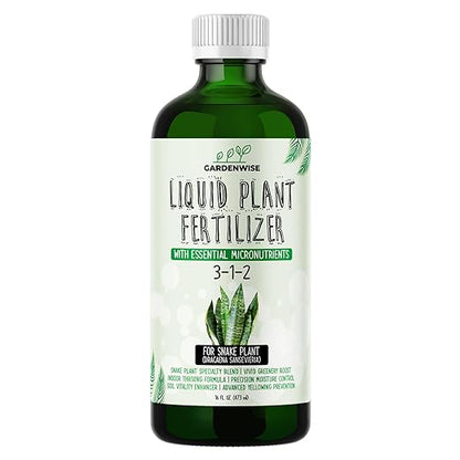 3-1-2 Liquid Fertilizer Concentrate with Micronutrients - Ideal Snake Plant Food for Sansevieria (Dracaena trifasciata), Indoor Plant Care (16 OZ)
