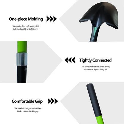 Shovel for Digging, Heavy Duty Gardening Shovel 57 Inch Straight Handle Round Blade with Non-Slip Tail Cover, Lawn and Yard Tools, Fiberglass Handle(Green)