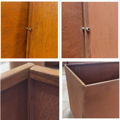 Corten Steel Planter Box Metal Outdoor Planter Large Square Cube Rustic Planter Pot Durable Antique Detached for Commercial Residential Tall Plant Patio Deck and Backyard 32 Inch