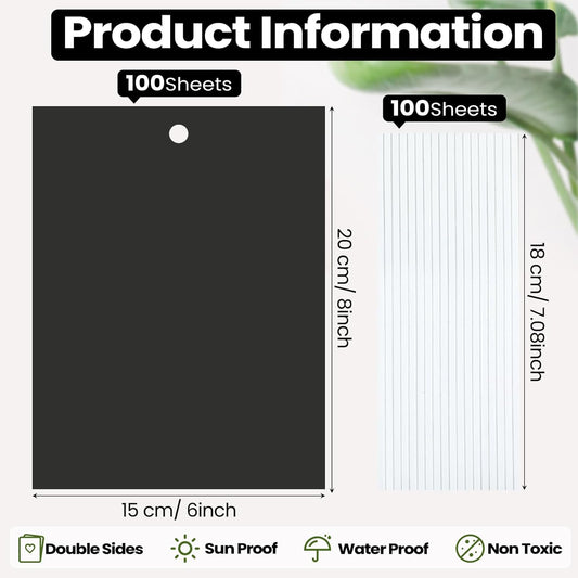 Qualirey 100 Pcs 6 x 8 Inch Sticky Traps for Plant Double Sided Sticky Trap for Gnats with Twist Ties Fly Traps for Fruit Insect Fungus Bugs Indoor Outdoor (Black)