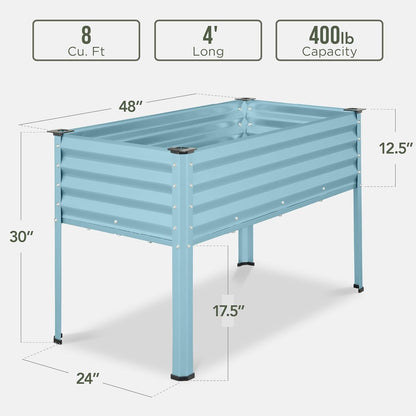Best Choice Products 48x24x30in Galvanized Raised Garden Bed, Metal Elevated Planter Box, Vegetable Garden for Backyard, Patio, Balcony - Mist Blue