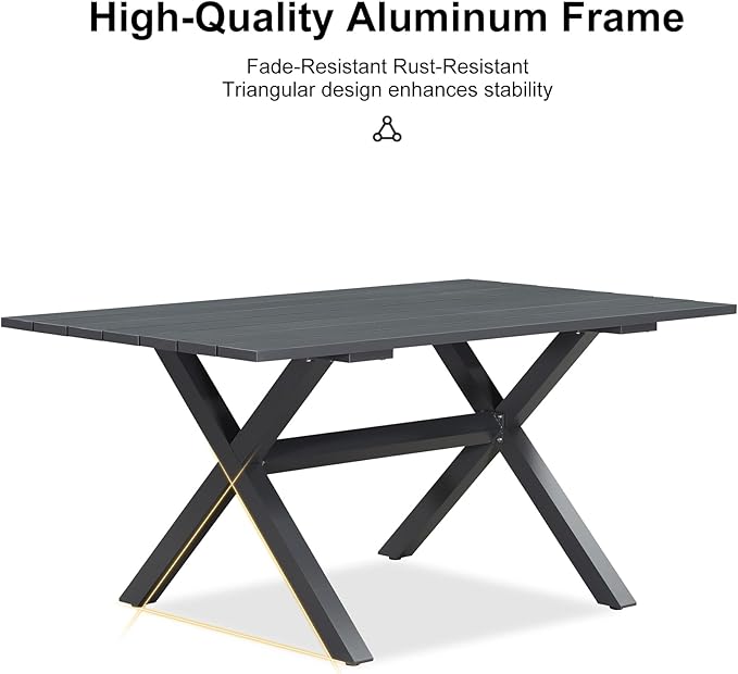 PURPLE LEAF 5 Pieces Patio Dining Set with Outdoor Aluminium Dining Table and Woven Chairs Modern Metal Furniture Cushions Sets for Garden Yard Indoor Decor Kitchen Gray