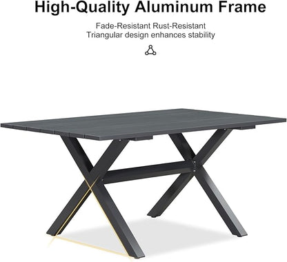 PURPLE LEAF 5 Pieces Patio Dining Set with Outdoor Aluminium Dining Table and Woven Chairs Modern Metal Furniture Cushions Sets for Garden Yard Indoor Decor Kitchen Gray