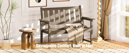 HDPE Memorial Bench – 50'' Weatherproof Durable Outdoor Bench, 2-Person Park Bench, Easy to Move, Multi-Purpose Design Ideal for Porch, Patio, Church, and School (Light Brown)