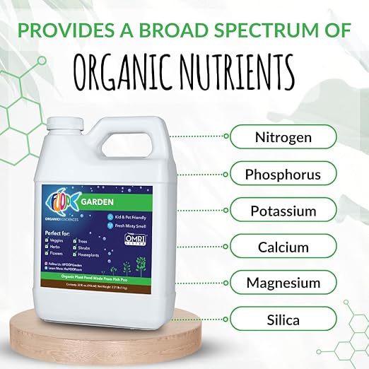 FOOP Garden - Organic Liquid Plant Food Made from Fish Manure (with Fresh Minty Scent) | Fish Fertilizer Alternative Perfect for Veggies, Herbs, Flowers,Trees,Shrubs | Kid&Pet Friendly (32oz)