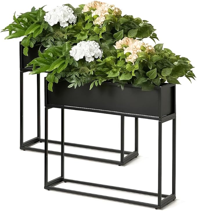 Cocoyard Elevated Planter Box - Durable Raised Garen Bed for Herbs and Flowers - Tall Rectangle Planter for Outdoor Plants & Backyard Gardening (Black, 28" H - 2 Pack)
