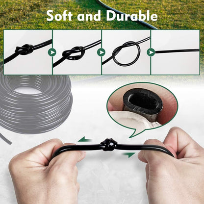 Bonviee 400ft 1/4 inch Drip Irrigation Tubing, Drip Irrigation Hose, Garden Watering Tube Line for Garden Watering System