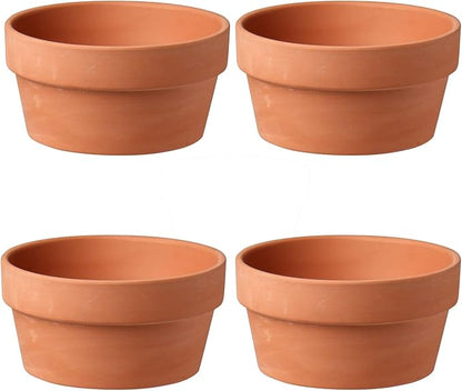 Briful 4 PCS Shallow Terracotta Pots 5.5"x2.8" Flower Pot Clay Pottery Planter with Drainage Hole Cactus Succulent Plant Nursery Pots- Great for Plants,Crafts