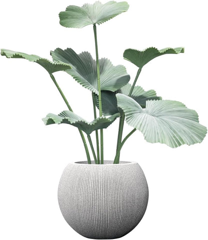 11.8 H x 14.5" Dia (10" Pot Opening) Plastic Beige Round Planters for Outdoor Plants, Resin Flower Pot for Indoor and Outdoor Plants, Plant Pot with Drainage Holes and Plug for Home Patio Garden