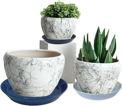 4 Pack of Plant Saucer, 5 inch Glazed Ceramic Plant Tray, Deep Drainage Tray for 4 Inch Flower Pot,Plant Dish Plate to Catch Water for Indoor & Outdoor