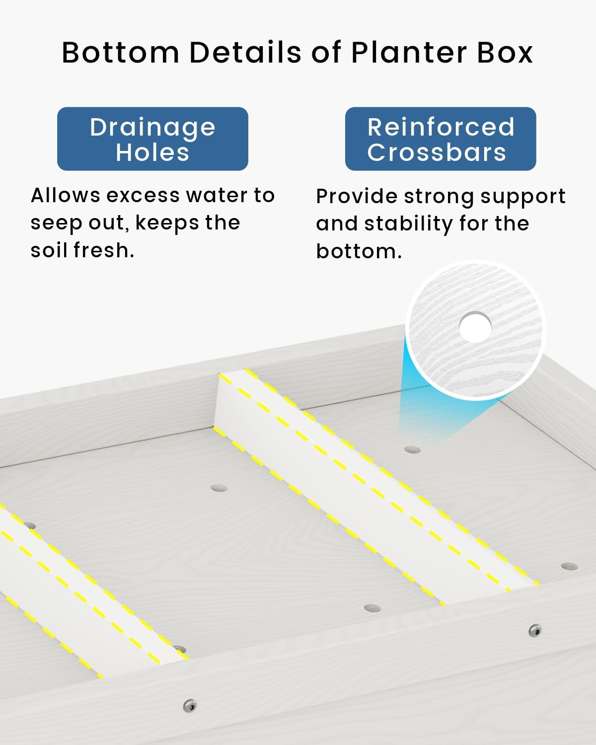 HDPE Raised Garden Bed with Legs, Outdoor Weather-Resistant Elevated Planter Box Stand for Seeds, Herbs, Flowers, Vegetables (White)