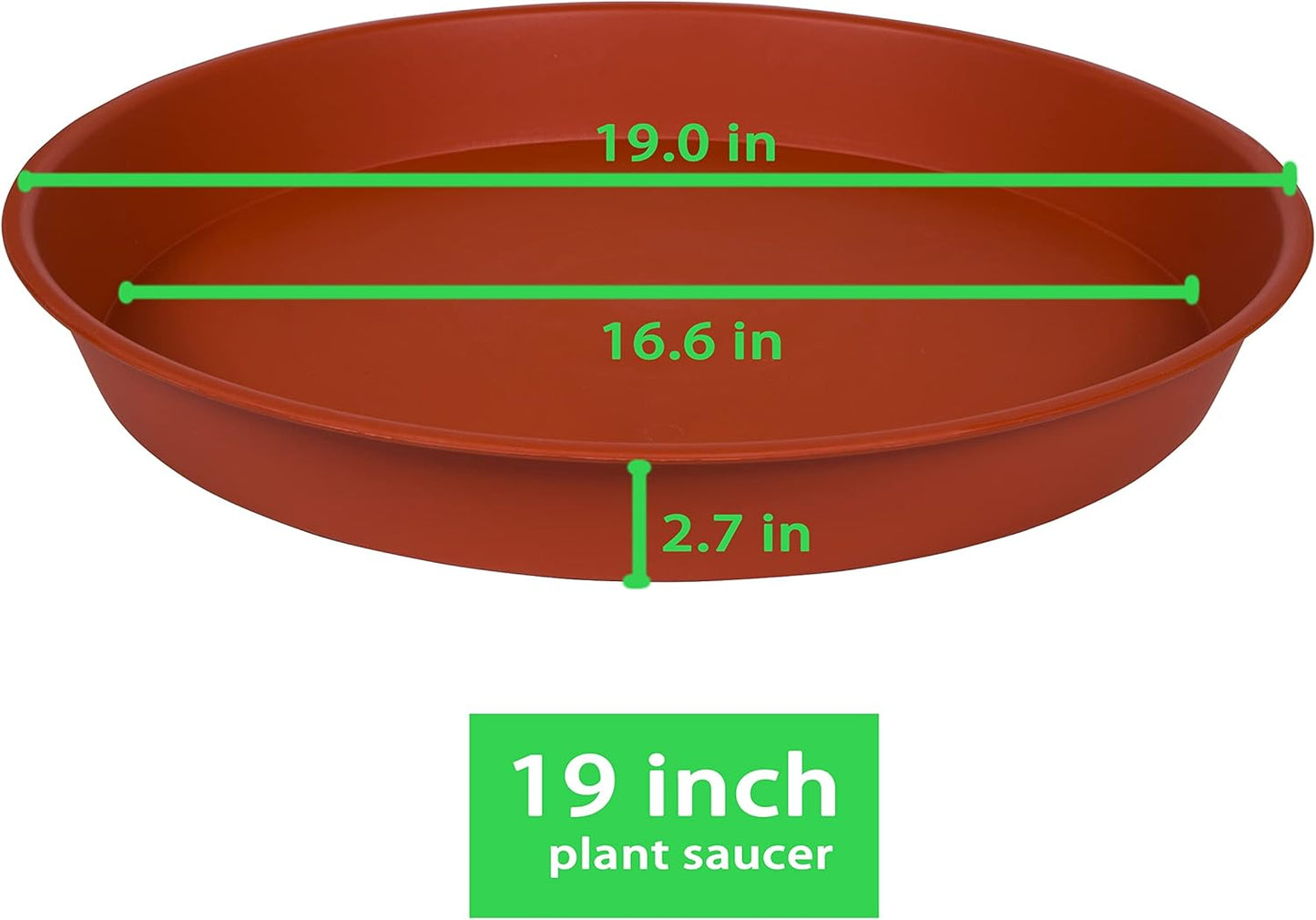 4 Pack of 18 19 inch Plant Saucer, Deep Heavy Duty Plastic Saucer 18" Round, Plant Tray for Pots, Plant Saucers for Indoors, Plant Trays for Planter 17-20" (19 inch, Terracotta)
