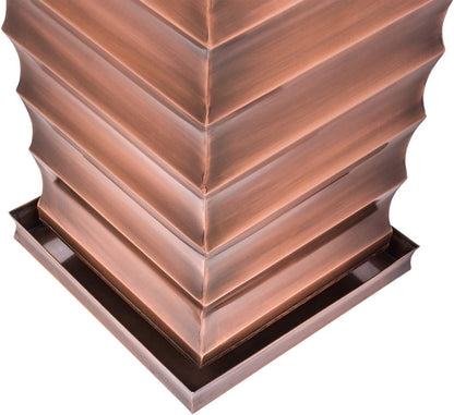 H Potter Tall Outdoor Indoor Antique Copper Planter Decorative Patio Deck Entryway Hallway Flower Large with Tray