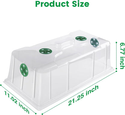 MIXC 10 Pack Humidity Dome 7" Tall Extra Strength, 1020 Growing Trays Cover, Propagation Seed Cloning Lid Vented for 10 x 20 Inch Flat Tray and Seed Starting Germination