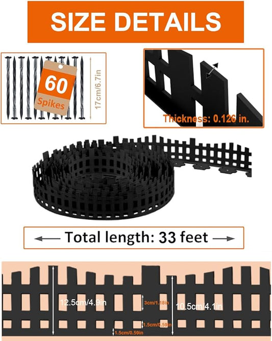 Garden Edging 33FT, Landscape Edging Borders [Extra Tall 4.9IN ] Flexible Lawn Edging Kit with 60pcs Stakes,Mini Plastic Fence for Tree Flowerbeds Grass Yard -Black-2