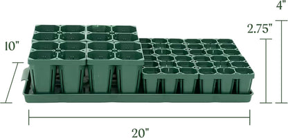 Vego garden Seedling Suite Products, 4 Pack Jumbo Seedling Trays and 4 Pack Standard Seedling Trays with 10" x 20" Bottom Watering Trays